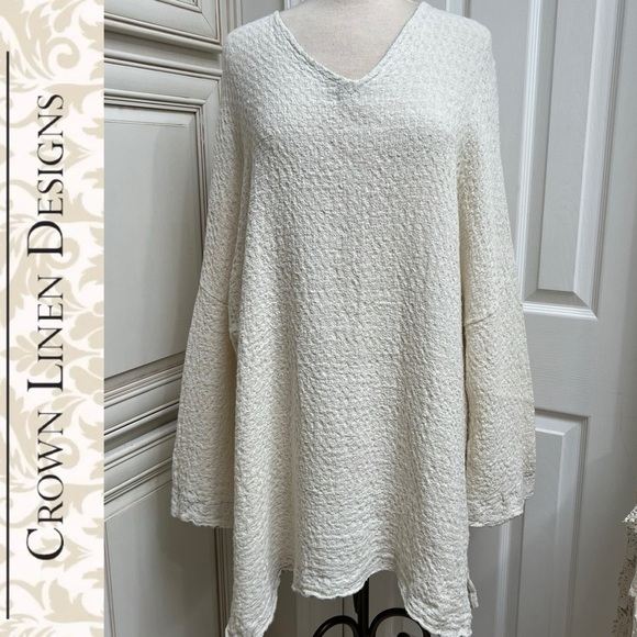 Crown Linen Designs Tops - Crown Linen Designs Textured Lagenlook Long Tunic Dress